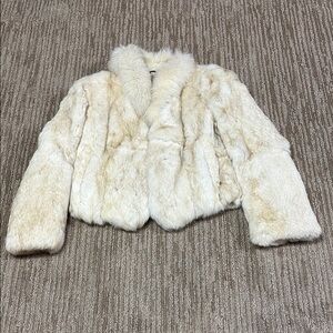 Womens Vintage Split End Rabbit Fur Coat M